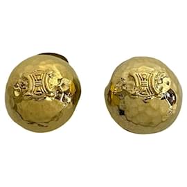 Céline-Celine Triomphe Motif Gold Clip Earrings-Golden