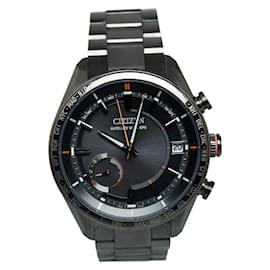 Citizens of Humanity-Citizen Attesa Direct Flight Solar Radio Wristwatch-Black,Orange