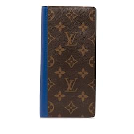 Louis Vuitton-Louis Vuitton Monogram Macassar Portefeuille Brazza Long Wallet-Brown,Monogram