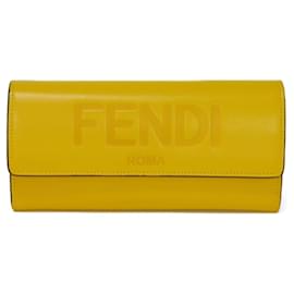 Fendi-Fendi Long Wallet in Yellow Leather-Yellow