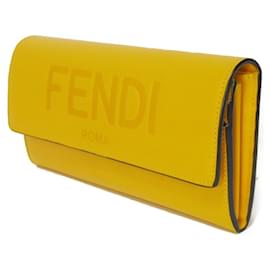 Fendi-Fendi Long Wallet in Yellow Leather-Yellow