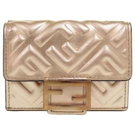 Fendi-Fendi Zucca Compact Wallet-Golden