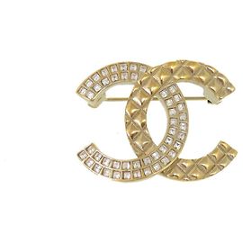Goldbrosche mit Strass Chanel Coco Mark B17C Golden