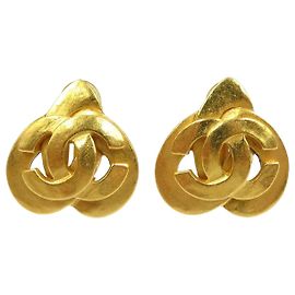 Boucles d'oreilles en métal doré Chanel Coco Mark Doré