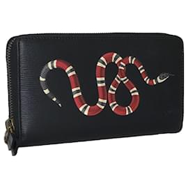Gucci-Gucci Kingsnake Print Long Wallet-Black