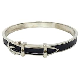 Hermès-Hermes Belt Motif Bangle Bracelet-Black,Silvery