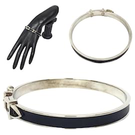Hermès-Hermes Belt Motif Bangle Bracelet-Black,Silvery