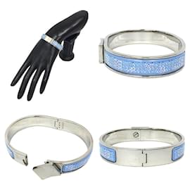 Hermès-Hermes Light Blue and Silver Bangle Bracelet-Silvery,Light blue