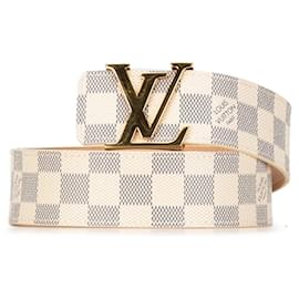 Louis Vuitton-Louis Vuitton Damier Azur Santur Initial Belt-White