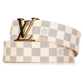 Louis Vuitton-Louis Vuitton Damier Azur Santur Initial Belt-White