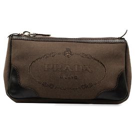 Pochette Jacquard Prada Marron