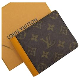 Louis Vuitton-Louis Vuitton Monogram Macassar Bill Wallet-Brown,Orange