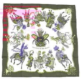 Hermès-Hermes Scarf Muffler Carré 90 LES FETES DU ROI SOLEIL-White,Red