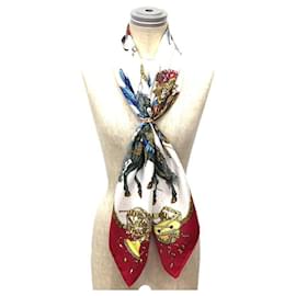 Hermès-Hermes Scarf Muffler Carré 90 LES FETES DU ROI SOLEIL-White,Red
