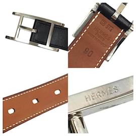 Hermès-Hermes Leather Belt with H Buckle-Black