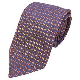 Gravata de seda Hermès em laranja e violeta Laranja Roxo
