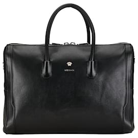 Versace-Bolsa Medusa Versace em couro preto-Preto