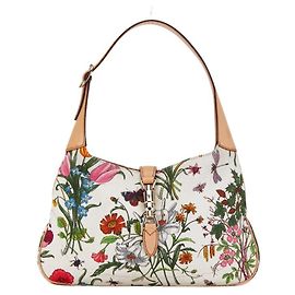 Bolsa Gucci New Jackie Flora Branco Multicor Cru
