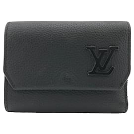 Louis Vuitton-Louis Vuitton Black Leather Tri-fold Wallet-Black