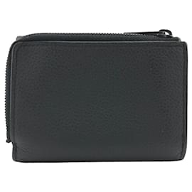 Louis Vuitton-Louis Vuitton Black Leather Tri-fold Wallet-Black