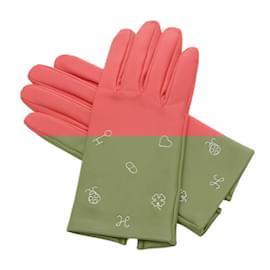 Hermès-Hermes Lucky Charm Gloves in Pink Lambskin-Pink