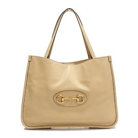 Gucci Horsebit 1955 Leder Tote Bag Beige