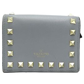Valentino Garavani Rockstud Compact Wallet Brown