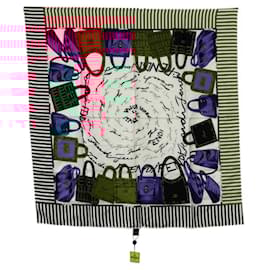 Fendi-Fendi Handbag Motif Silk Scarf-White,Red,Multiple colors