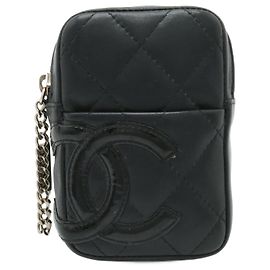 Chanel Cambon Line Cigarette Case Black Pink