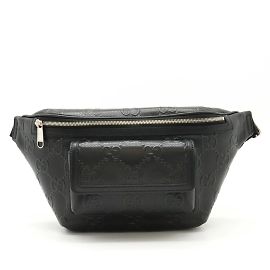 Sac banane en cuir gaufré Gucci GG Noir