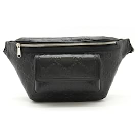 Gucci-Gucci GG Embossed Leather Fanny Pack-Black
