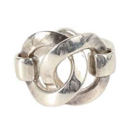 Hermès Hermes Silver 925 Double Horsebit Band Ring Silvery