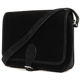 Yves Saint Laurent-Yves Saint Laurent Monogram Velvet Shoulder Bag-Black