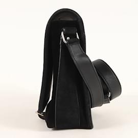 Yves Saint Laurent-Yves Saint Laurent Monogram Velvet Shoulder Bag-Black