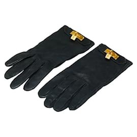 Hermès-Hermes Kelly Glove Padlock Charm Gloves-Black