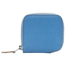Estojo para moedas em couro azul Silk'in da Hermès Azul