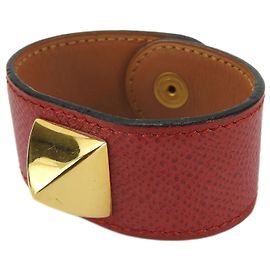 Hermès Hermes Medor Epsom Leather Charm Bracelet Red