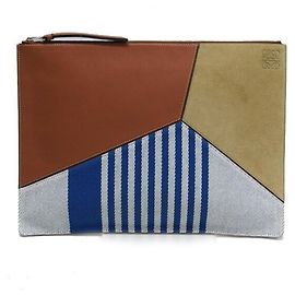 Loewe Puzzle Flachumschlagtasche Braun Weiß Blau Beige