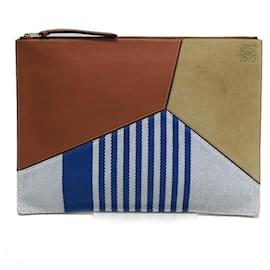 Loewe-Pochette plate Loewe Puzzle-Marron,Blanc,Bleu,Beige