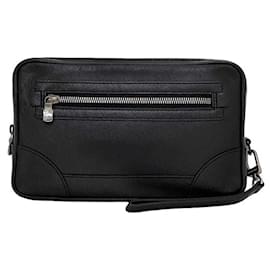 Louis Vuitton-Louis Vuitton Taiga Leather Clutch Bag-Black,Grey