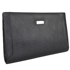 Burberry-Burberry Black Leather Clutch Bag-Black