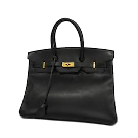 Hermès-Hermes Birkin 35 Handbag in Black Ardennes Leather-Black