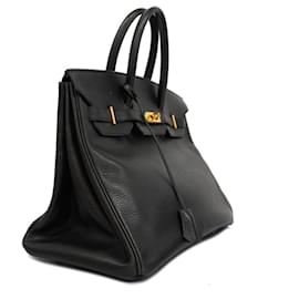 Hermès-Hermes Birkin 35 Handbag in Black Ardennes Leather-Black