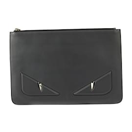 Fendi-Sac Pouch Fendi Monstre Œil Bugs-Marron