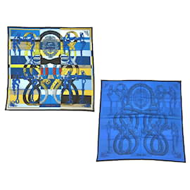 Hermès-Hermes Carre 90 Double Face Scarf Muffler-Blue