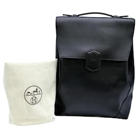 Hermès-Hermes Black Evergrain Leather Backpack-Black