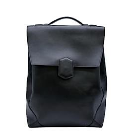 Hermès-Hermes Black Evergrain Leather Backpack-Black
