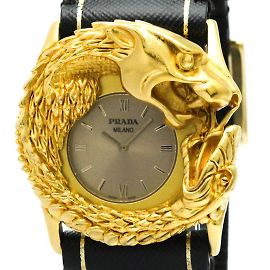 Prada Dragon Gold Plated Leather Quartz Men's Watch Other