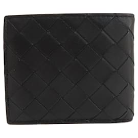 Bottega Veneta-Bottega Veneta Intrecciato Bi-fold Wallet-Black,Blue