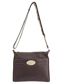 Fendi-Sac à épaule en cuir Selleria de Fendi-Marron foncé